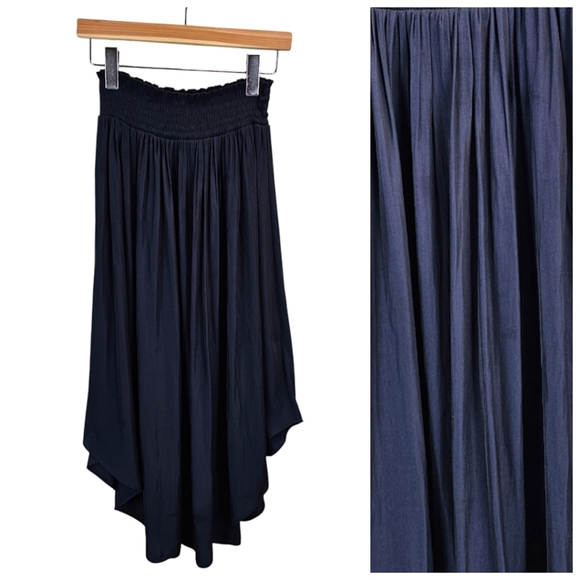 Lola & Sophie Navy Blue Hankerchief Hem Pull On Skirt Large Dainty Lightweight - Picture 1 of 13